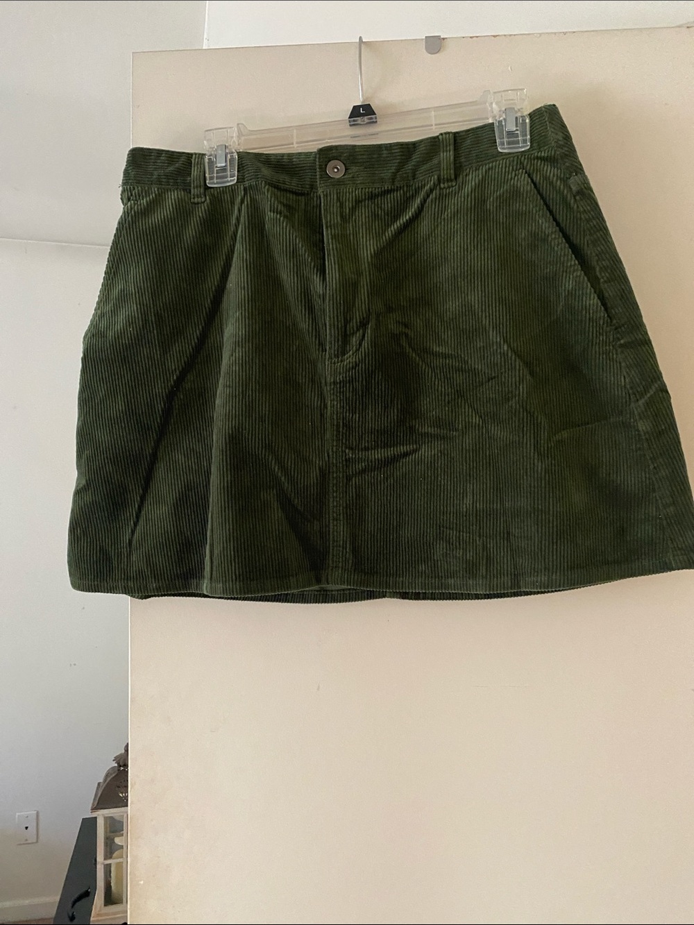 Comptoir Des Cotonniers Olive Green Corduroy Mini Skirt
